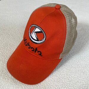 Kubota Mens OSFA Trucker Hat Orange Tan Mesh Back Embroidered Logo Cap
